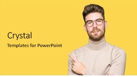 Presentation with advertisement - PPT theme having advertising - young handsome business man wearing background and a yellow colored foreground
