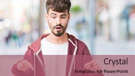  Presentation with isolated paw prints over white - Slide deck featuring advertising - young handsome man over isolated background and a  colored foreground