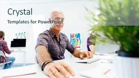  Presentation with advertising - Amazing presentation theme having advertising agency - handsome businessman in casual wear backdrop and a sky blue colored foreground