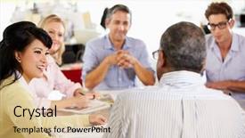  Presentation with advertising - PPT layouts enhanced with advertising agency - team meeting in creative office background and a lemonade colored foreground