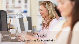  Presentation with woman office desk - Slide set consisting of advertising agency - woman working at desk background and a lemonade colored foreground