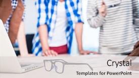  Presentation with team meeting - PPT theme having advertising agency team in creative background and a lemonade colored foreground