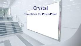  Presentation with underground metro rails - Amazing PPT theme having post modern design - blank wall and staircase backdrop and a sky blue colored foreground