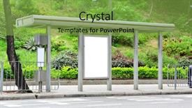  Presentation with bus stop - PPT theme with advertising billboard on bus stop background and a seafoam green colored foreground