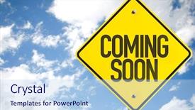  Presentation with advertising campaign - PPT theme with advertising campaign - coming soon sign with sky background and a light blue colored foreground