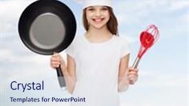  Presentation with advertising - Cool new theme with t-shirt and cooking hat backdrop and a sky blue colored foreground