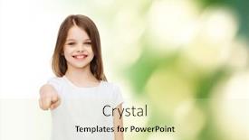  Presentation with ecology - Beautiful slide set featuring advertising childhood gesture ecology and people - smiling little girl in white blank t-shirt pointing finger on you over green background backdrop and a soft green colored foreground