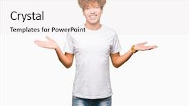  Presentation with comparison - Slide deck featuring advertising comparison and balance background and a  colored foreground