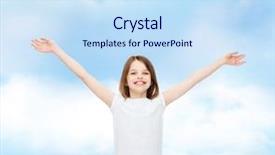  Presentation with dream sky - PPT theme having advertising-dream-childhood-gesture background and a sky blue colored foreground