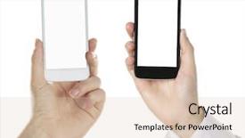  Presentation with black hands - Colorful PPT theme enhanced with advertising iphone - hands holding black and white backdrop and a lemonade colored foreground