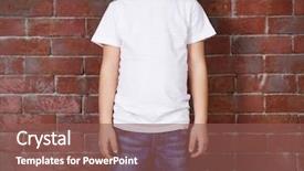  Presentation with white brick - Slides enhanced with boy in white t-shirt background and a violet colored foreground