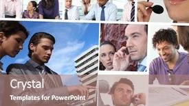  Presentation with mosaic - Theme featuring sales call - mosaic of business people working background and a ocean colored foreground