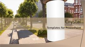  Presentation with advertising - PPT layouts with advertising-pillar-mock-up-template background and a coral colored foreground