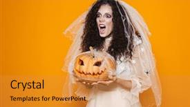  Presentation with zombie - Audience pleasing presentation theme consisting of advertising scary - angry bride zombie in wedding backdrop and a gold colored foreground