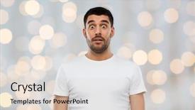  Presentation with advertising - Presentation design enhanced with advertising scary - emotion advertisement and people concept background and a  colored foreground