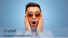  Presentation with emotions face speech - PPT layouts consisting of advertising scary - summer emotions style and people background and a  colored foreground
