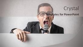  Presentation with advertising - Colorful presentation theme enhanced with advertising-showman backdrop and a light gray colored foreground