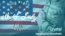  Presentation with 4th july - Beautiful slide deck featuring advertising war - mid section of military soldier backdrop and a ocean colored foreground