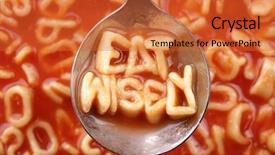  Presentation with spaghetti - PPT theme consisting of advice for healthy eating - eat background and a red colored foreground