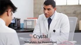  Presentation with race - Cool new PPT theme with advising - concerned mixed race male doctor backdrop and a light gray colored foreground