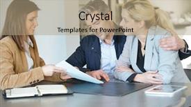  Presentation with real estate - Slide deck featuring advising - real-estate agent reading terms background and a coral colored foreground