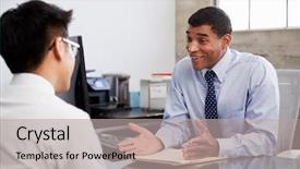  Presentation with race - Beautiful slide deck featuring advisor - mixed race male professional backdrop and a light gray colored foreground