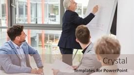  Presentation with whiteboard - Presentation theme featuring advisor-or-consultant-at-business background and a coral colored foreground