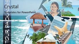  Presentation with tour - Cool new PPT theme with advisory - tour packages concept collage backdrop and a light blue colored foreground