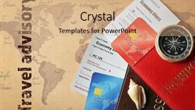  Presentation with world travel - Beautiful slide deck featuring advisory - travel deals concept credit cards backdrop and a coral colored foreground