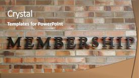  Presentation with membership - PPT theme enhanced with advisory board - membership sign on brick wall background and a coral colored foreground