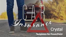  Presentation with road stop sign - Amazing PPT theme having defence vehicle - car insurance concept driver standing backdrop and a gray colored foreground