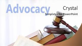  Presentation with gavel - Beautiful presentation featuring law concept text advocacy - gavel with pile of books backdrop and a white colored foreground