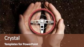  Presentation with wheel - Cool new slide deck with man holding with care backdrop and a tawny brown colored foreground