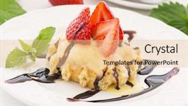  Presentation with liqueur - PPT theme having advocat - waffle with strawberry and egg background and a lemonade colored foreground