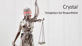  Presentation with law the goddess of justice - PPT theme consisting of blind justitia figure with blindfold background and a light gray colored foreground