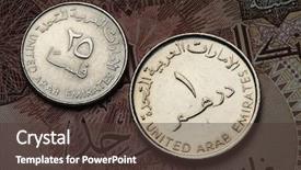  Presentation with emirates - Colorful presentation design enhanced with aed - coins of the united arab backdrop and a tawny brown colored foreground