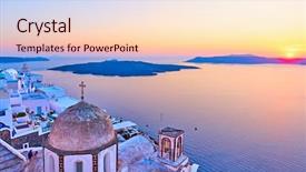  Presentation with lanscape - Presentation theme with aegean sea at sundown background and a lemonade colored foreground