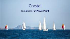  Presentation with yacht - Colorful presentation design enhanced with aegean sea sailboats regatta backdrop and a light blue colored foreground