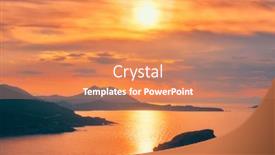  Presentation with greek islands - Amazing PPT theme having aegean-sea-with-greek-islands backdrop and a coral colored foreground