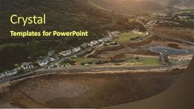  Presentation with houses cars - Cool new slide set with aerial-ancient-castle-ruins backdrop and a tawny brown colored foreground