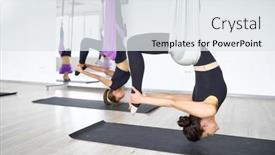  Presentation with gravity - Beautiful presentation theme featuring aerial-anti-gravity-yoga-hanging backdrop and a sky blue colored foreground