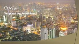  Presentation with bangkok - Amazing slides having aerial bangkok skyline downtown cityscape thailand at night backdrop and a coral colored foreground