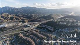  Presentation with los angeles - Theme enhanced with aerial-cityscape-view-of-santa background and a tawny brown colored foreground