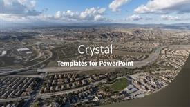  Presentation with los angeles - Presentation featuring aerial-cityscape-view-of-suburban background and a dark gray colored foreground