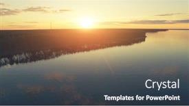  Presentation with calm sea - Audience pleasing slide set consisting of aerial-drone-flight-above-calm backdrop and a dark gray colored foreground