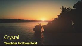  Presentation with paradise island - PPT layouts having aerial-drone-flight-above-rock background and a tawny brown colored foreground