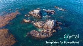  Presentation with laguna beach - Presentation design consisting of aerial-drone-image-of-famous background and a ocean colored foreground