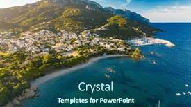  Presentation with drone - PPT theme having aerial-drone-panoramic-view and a ocean colored foreground