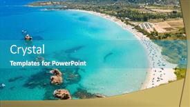  Presentation with beach rocks - Presentation theme enhanced with aerial-drone-panoramic-view and a teal colored foreground
