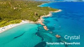  Presentation with beach rocks - PPT layouts having aerial-drone-panoramic-view and a ocean colored foreground